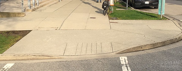 An intersection with curb ramps installed An intersection with curb ramps installed