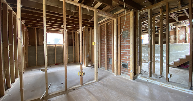 The inside of a house being deconstructed