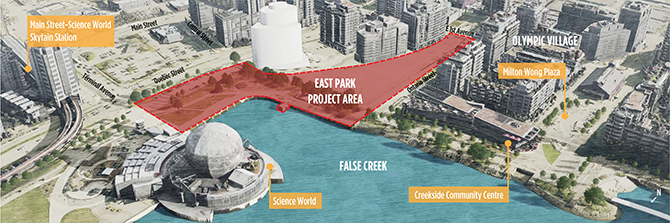 A map of the East Park project area