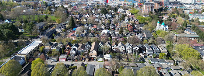 Aerial view of houses
