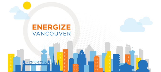 The Energize Vancouver logo of Vancouver's downtown