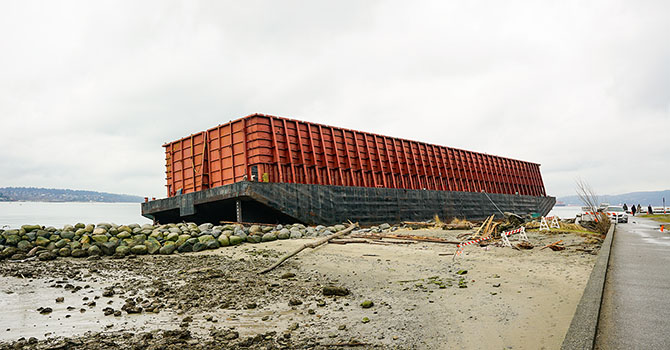 A photo of the barge at English Bay