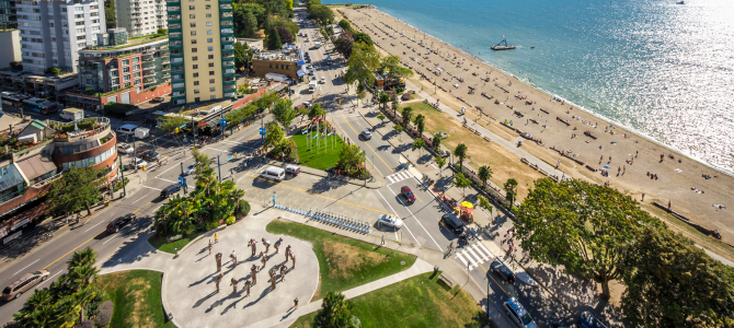 An overhead view of English Bay
