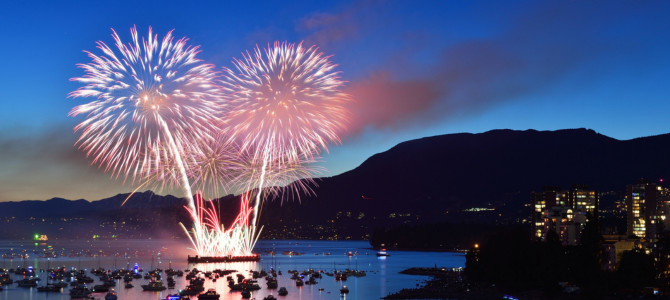 Fireworks blast over Vancouver's English Bay