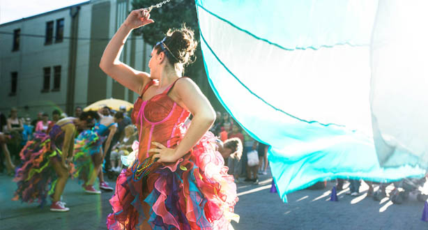 Flag dance on street