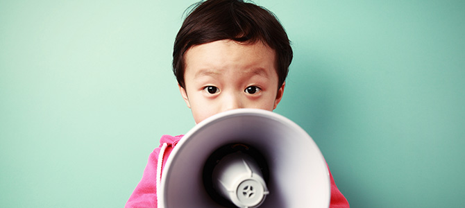 Girl with loudspeaker