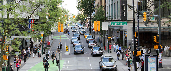 Granville St and Dunsmuir St intersection