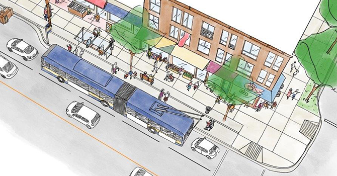 Rendering of South Granville Bus Bulge - Aerial view