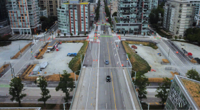 An overview of Granville Street from above