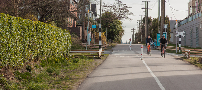 Cyclist bike on a greenway