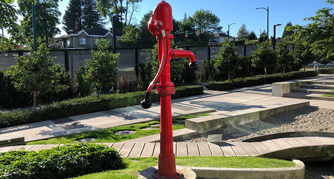 Groundwater monitoring well in a local green space