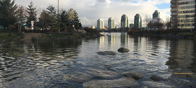 Habitat Island with Science World in the background