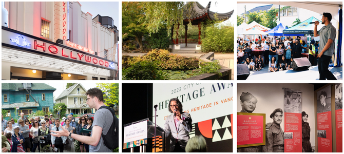 Hollywood Theatre, Sun Yat-Sen Garden, Punjabi Market revitalisation, Jewish Historic Walking Tours, Fred Lee, Chinatown Storytelling Centre 