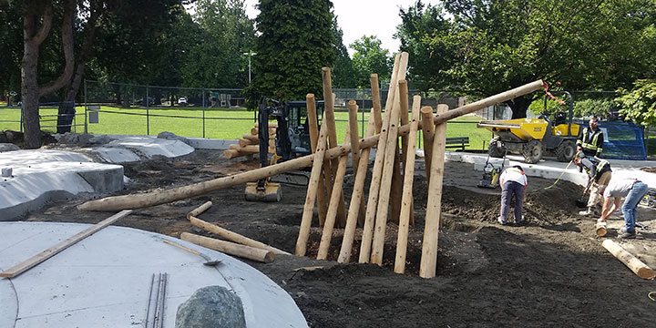 Park playground in the process of being built