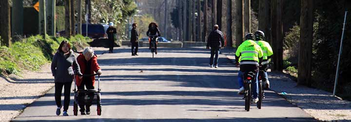 Variety of people using Arbutus Greenway