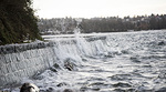 Seawall hit by ocean wave Seawall hit by ocean wave