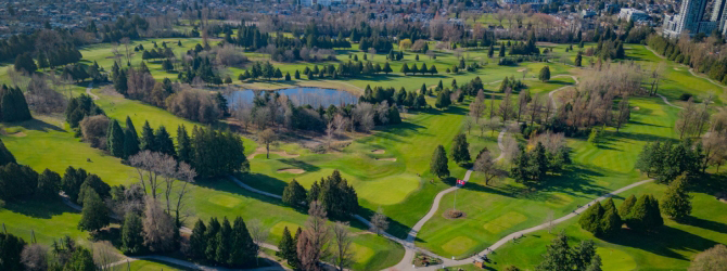 Aerial view of Langara Golf Course. 