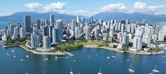 Aerial view of downtown Vancouver