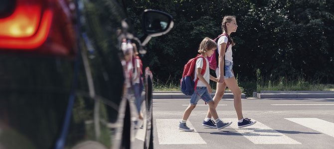 Children crossing the street