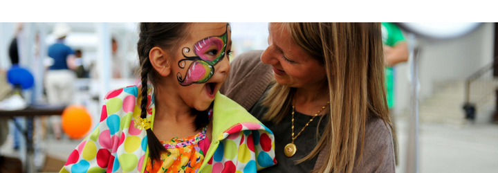 Child with butterfly face painting Child with butterfly face painting