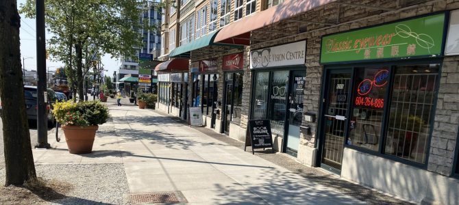 Storefronts in the Marpole neighbourhood on Granville Street