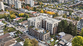 Aerial view of McHardy Housing Co-op in the Joyce-Collingwood neighbourhood.
