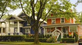 Colourful houses in a residential neighbourhood Colourful houses in a residential neighbourhood