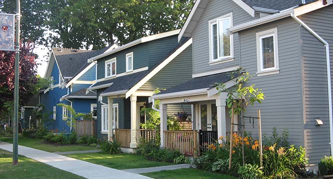 A row of detached homes