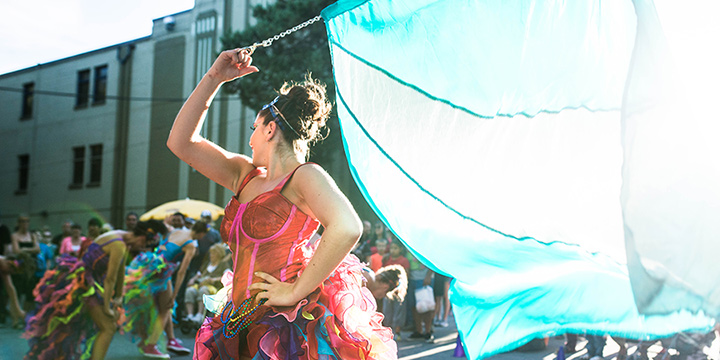 Parade dancer in costume