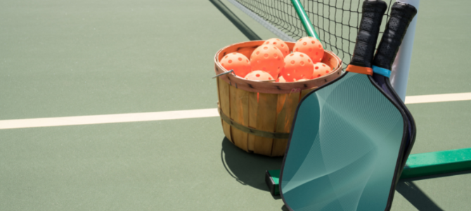 Bucket of pickleballs