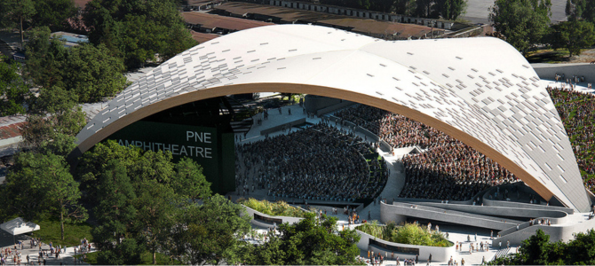 Aerial view of the PNE Amphitheatre