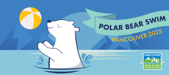 A poster for the 2025 Polar Bear Swim at English Bay