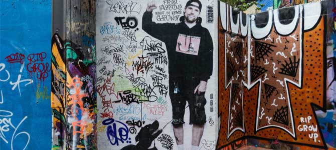 Portrait of Trey Helton graffiti