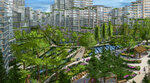 Rendering of Jericho Lands bulding development showing buildings and plaza