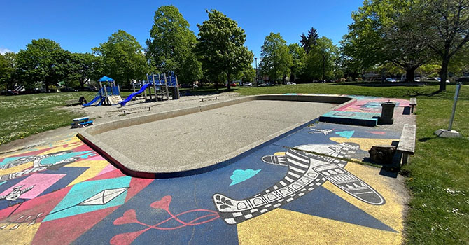 Existing wading pool and playground at Ross Park 