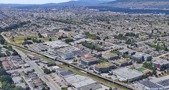 An aerial view of the Rupert Street and Renfrew Street study area