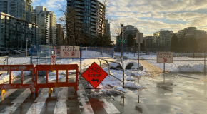 The deck area near Science World that is closed