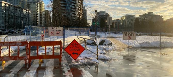 The deck area near Science World that is closed