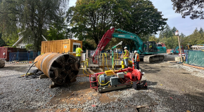 Sewer pipes at a construction side