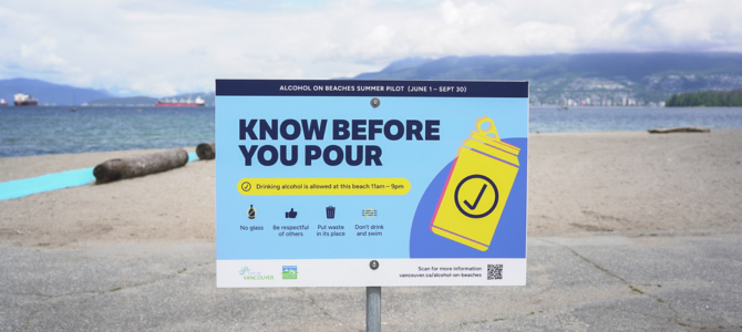 Alcohol on Beaches information sign