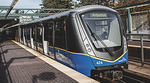 The front of a SkyTrain The front of a SkyTrain
