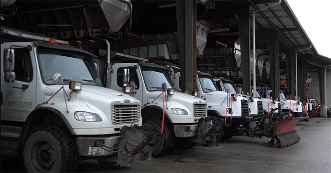 Snow trucks lined up