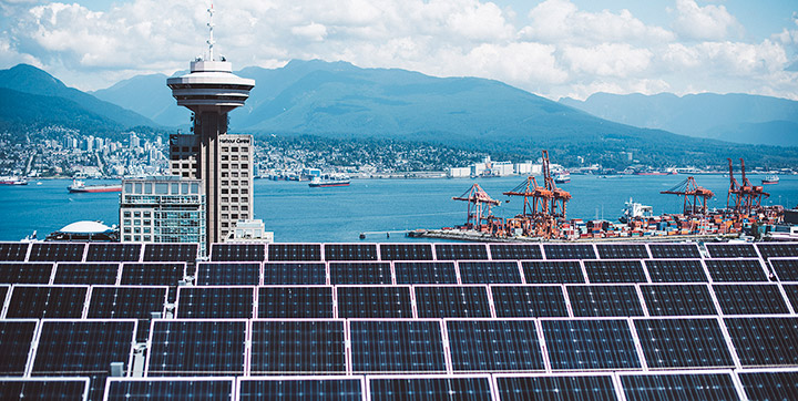 View of solar PV panel roof