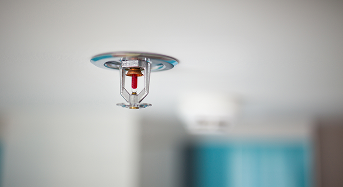 Fire sprinkler on ceiling