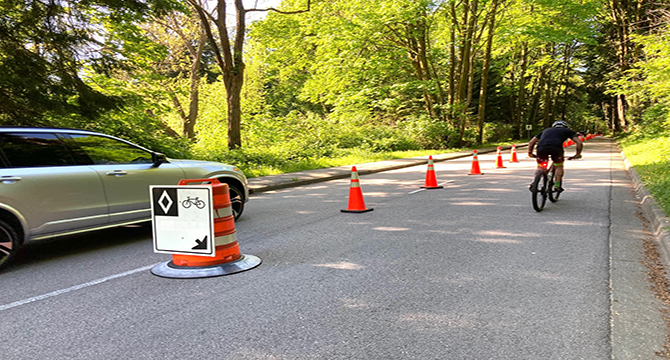 Temporary bike lane on Stanley Park Drive City of Vancouver