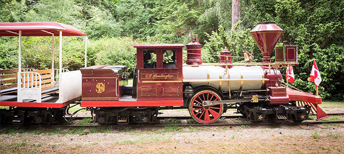 The Stanley Park train stopped in the forest