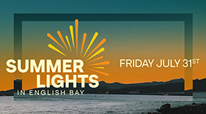 Summer Lights in English Bay event poster, featuring the date July 31, 2026