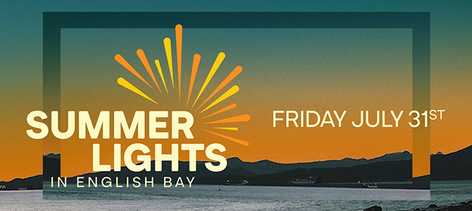 Summer Lights in English Bay event poster, featuring the date July 31, 2026