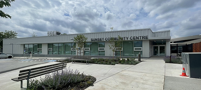 Exterior of Sunset Community Centre building entrance