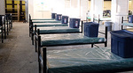Beds in a temporary shelter Beds in a temporary shelter
